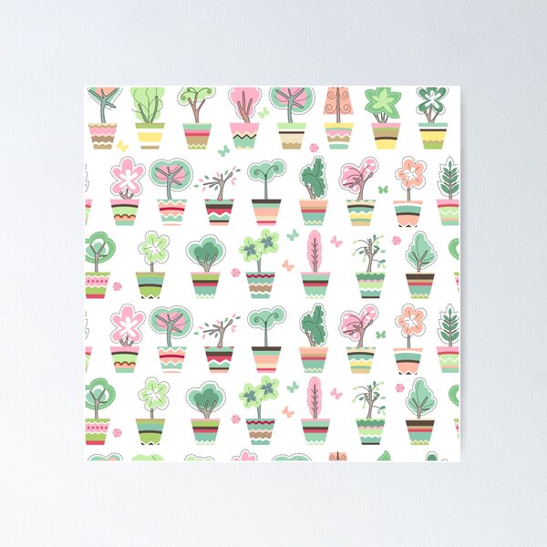 Item preview, Seamless pattern with cute striped flower pots  designed and sold by annatyukhmeneva.