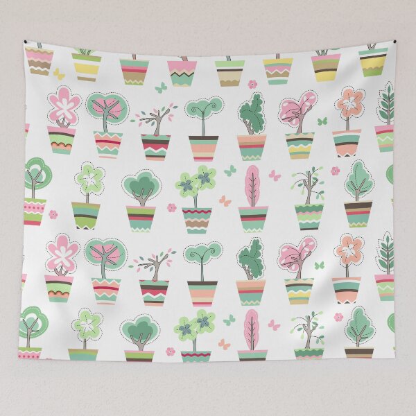 Item preview, Seamless pattern with cute striped flower pots  designed and sold by annatyukhmeneva.
