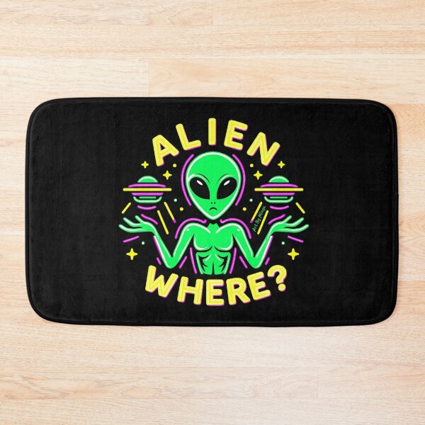 Item preview, Art By Minga Neon Green and Yellow Alien Where? Design designed and sold by Artbyminga.