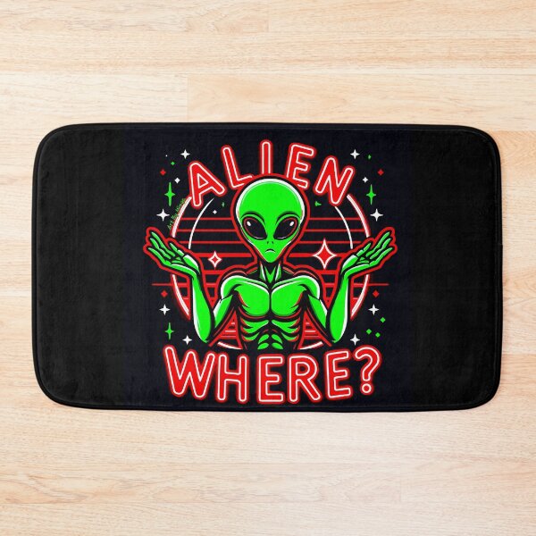 Item preview, Art By Minga Neon Red and Green Alien Where? Design designed and sold by Artbyminga.