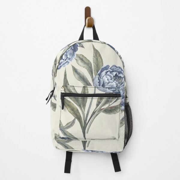 Item preview, Watercolor indigo blue Peonies and leaves pattern with yellow background. designed and sold by NadyaSaen.