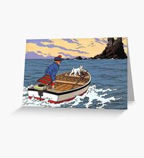 Tintin L'Ile Noire Castle Greeting Card