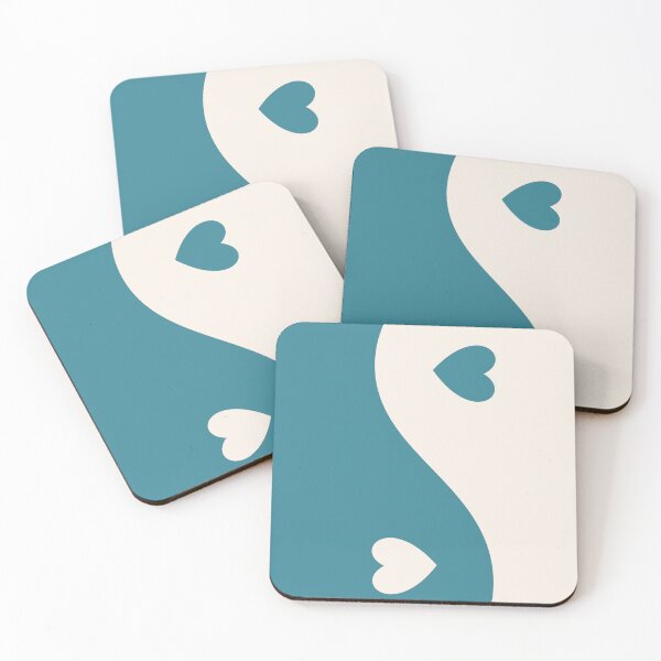Item preview, Yin Yang Hearts Teal and Beige Aesthetic designed and sold by LinDraws.