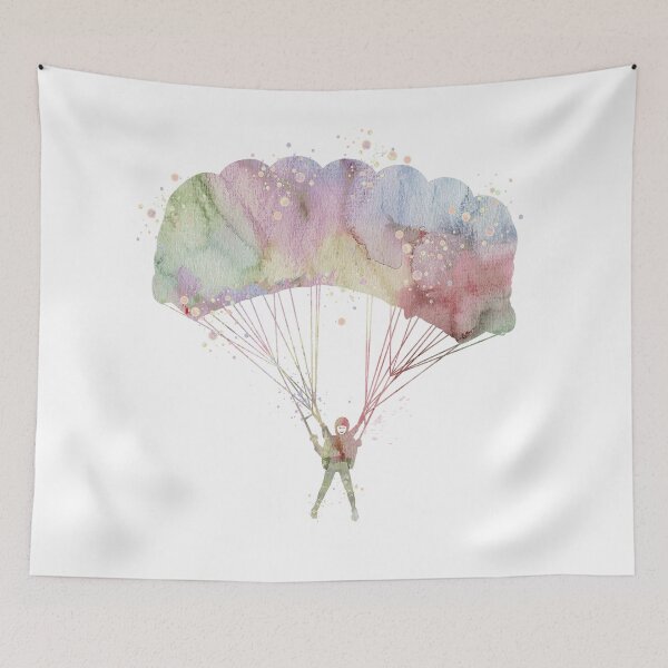 Item preview, Girl Skydiver Watercolor Painting designed and sold by LotusGifts.
