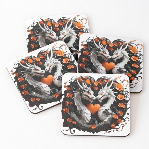 Item preview, White Dragon Duo with Orange Roses designed and sold by Cloe Dauplais.