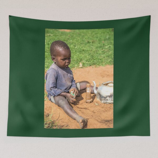 Item preview, Kenya. Maasai Village. Maasai Little Boy Playing in the Sand. designed and sold by vadim19.