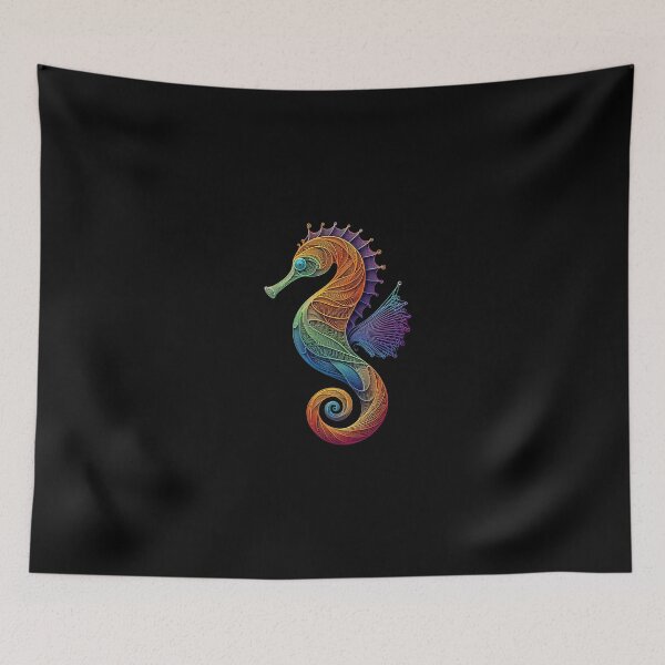 Item preview, Sea Horse Series 4, colorful, rainbow, embroidery style designed and sold by DesignAnother.