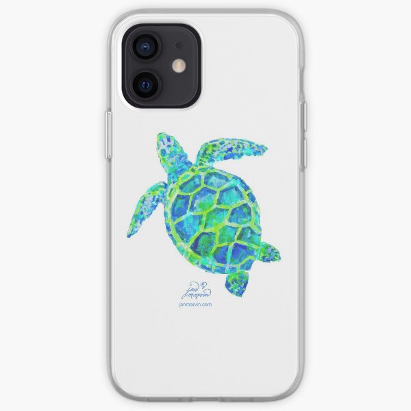 Sea Turtle green & blue by Jan Marvin iPhone Soft Case