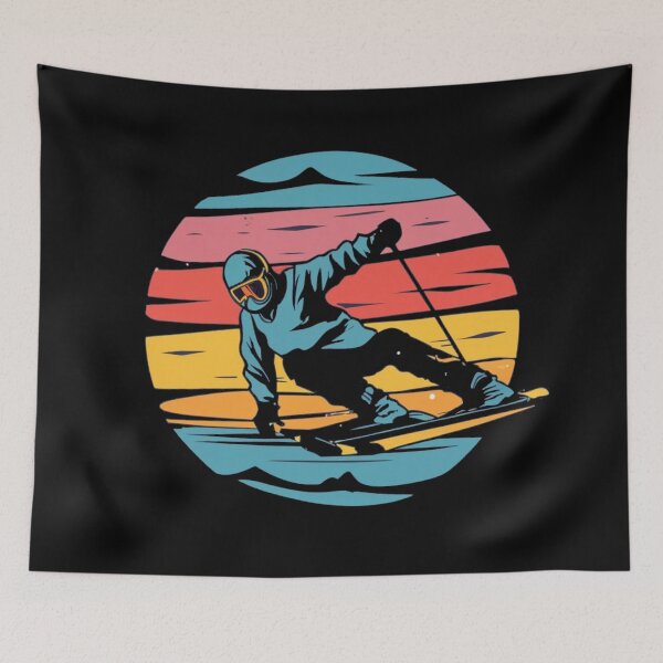 Item preview, Vintage colors sunset and skiing designed and sold by desinganddecor.