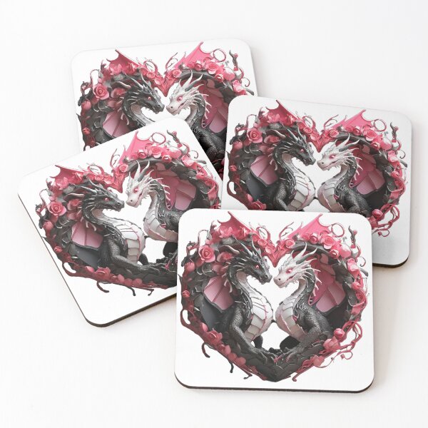 Item preview, Black and White Dragon Duo with Pink Roses designed and sold by Cloe Dauplais.