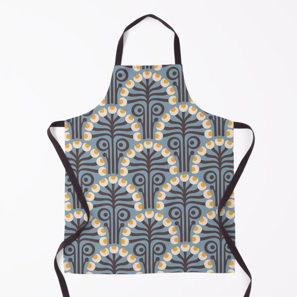 Item preview, KF 0202 F - Vintage Retro 70s Pattern in Blue Yellow Brown designed and sold by KhakiFinch.