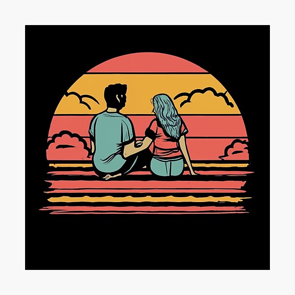 Item preview, Vintage colors sunset and couple in love designed and sold by desinganddecor.