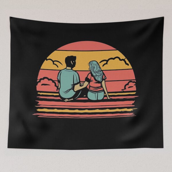 Item preview, Vintage colors sunset and couple in love designed and sold by desinganddecor.