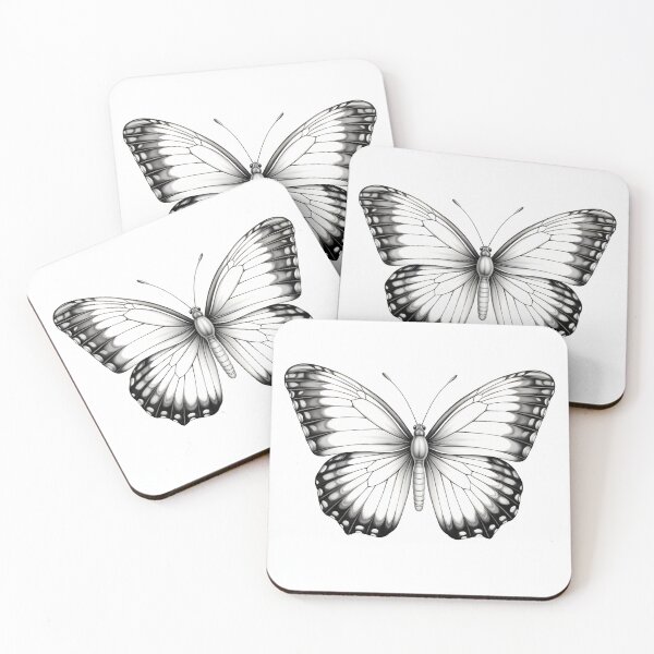 Item preview, Black and white monarch butterfly pencil drawing designed and sold by Pencil-Art.
