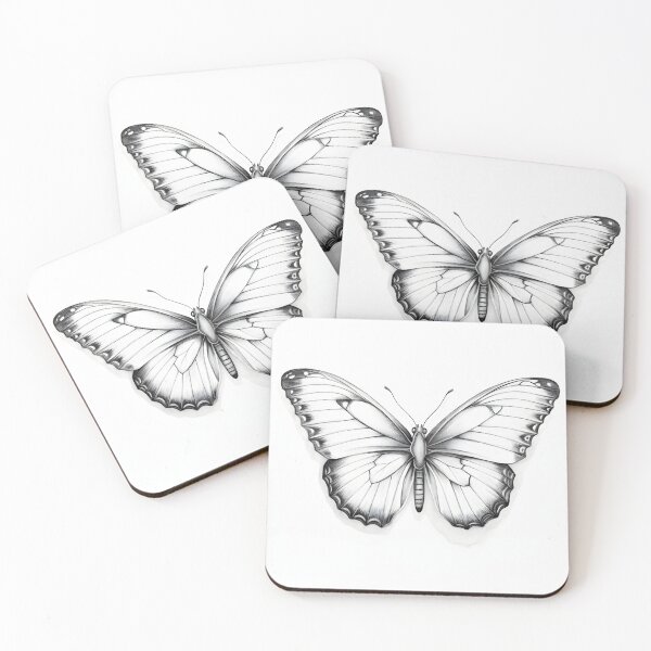 Item preview, Black and white monarch butterfly pencil drawing designed and sold by Pencil-Art.