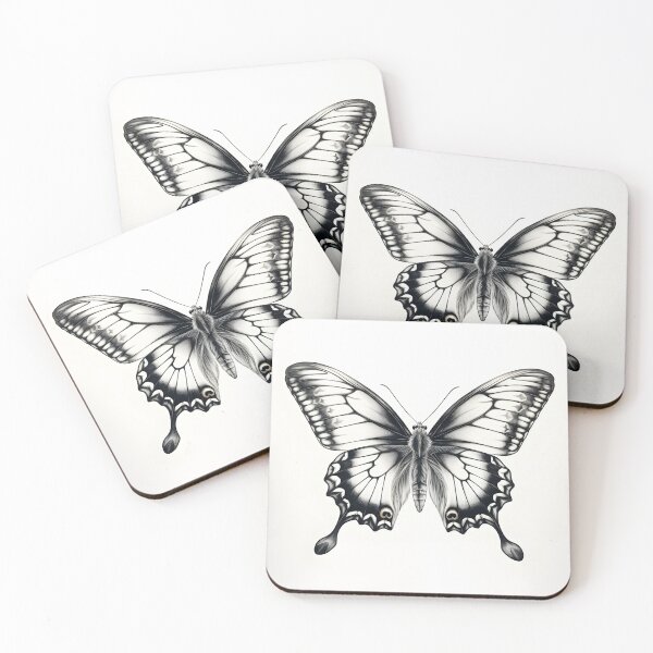 Item preview, Black and white monarch butterfly pencil drawing designed and sold by Pencil-Art.