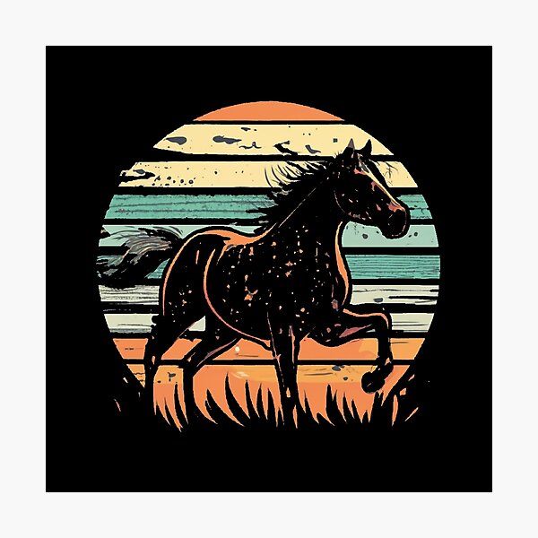 Item preview, Vintage colors sunset and horse designed and sold by desinganddecor.