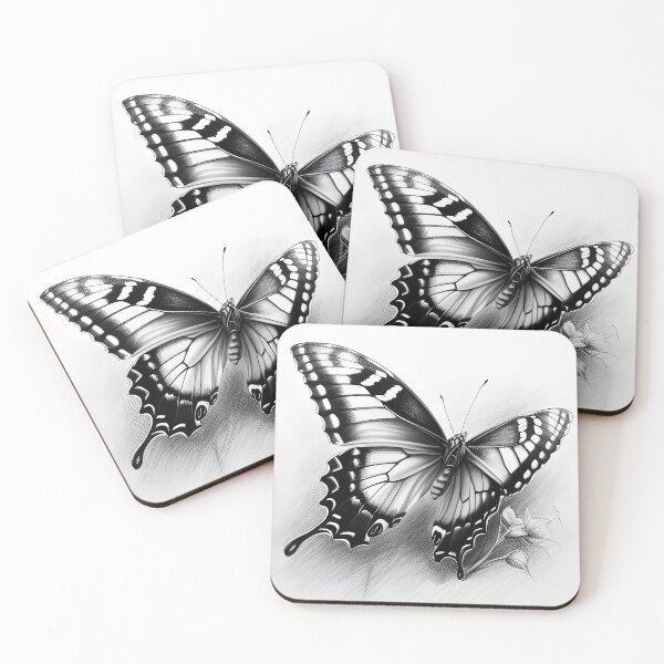 Item preview, Black and white monarch butterfly pencil drawing designed and sold by Pencil-Art.