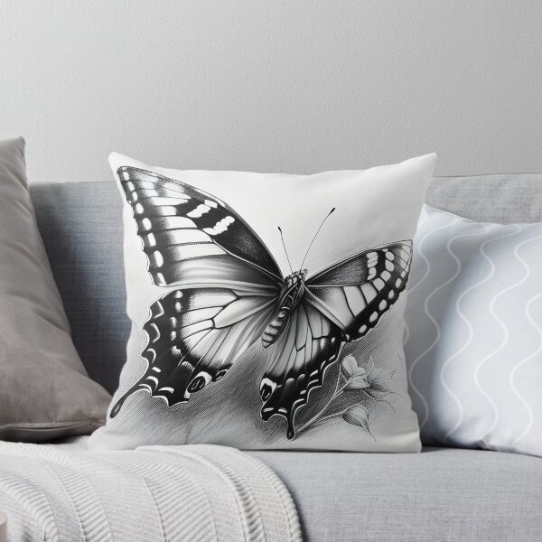 Item preview, Black and white monarch butterfly pencil drawing designed and sold by Pencil-Art.