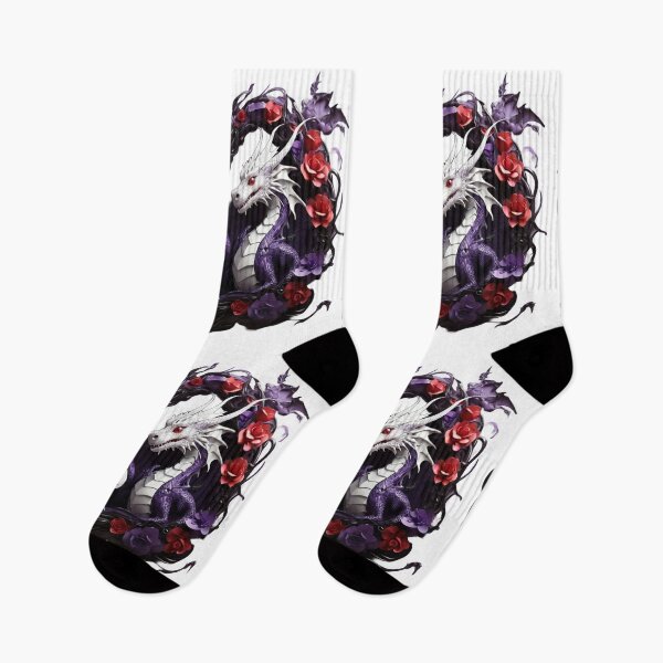 Item preview, Purple and White Dragon Duo with Colourful Roses designed and sold by Cloe Dauplais.