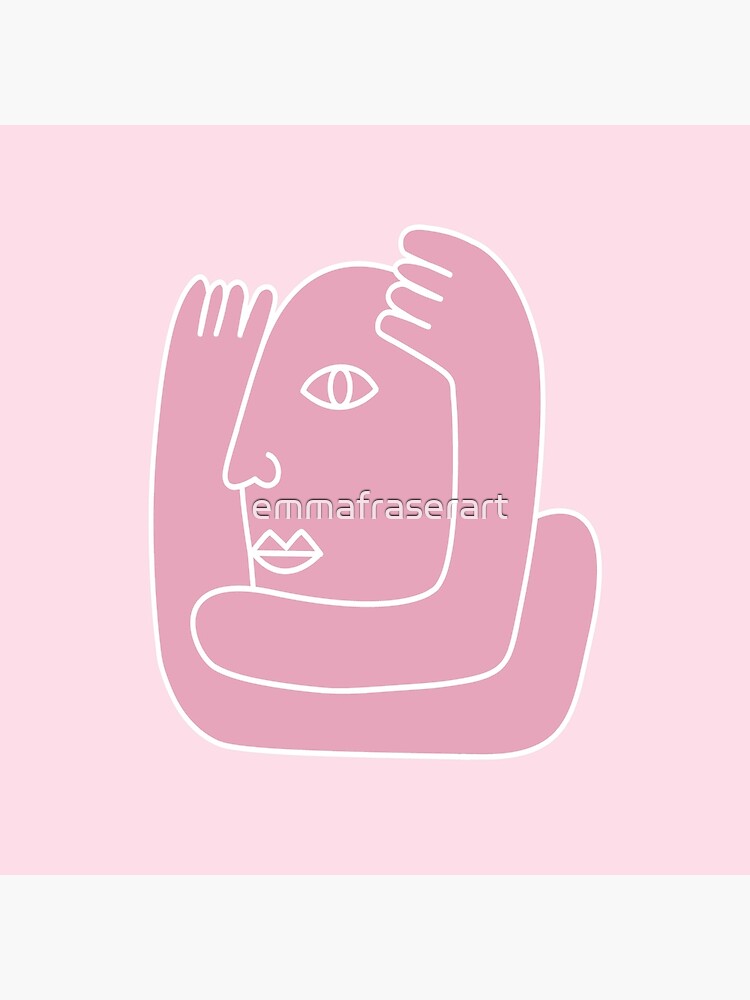 Thumbnail 2 of 2, Tote Bag, Pastel Pink Self Love Abstract Face Design designed and sold by emmafraserart.