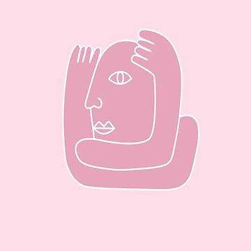 Artwork thumbnail, Pastel Pink Self Love Abstract Face Design by emmafraserart