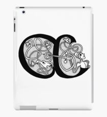 Knight and Dragon Alphabet - A - black and white iPad Case/Skin