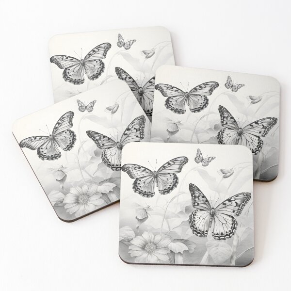 Item preview, Black and white monarch butterfly pencil drawing designed and sold by Pencil-Art.