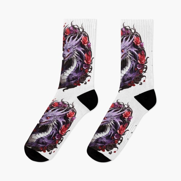 Item preview, Purple and White Dragon Duo with Red Roses designed and sold by Cloe Dauplais.