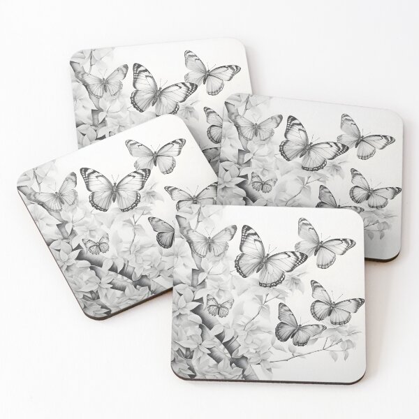Item preview, Black and white monarch butterfly pencil drawing designed and sold by Pencil-Art.
