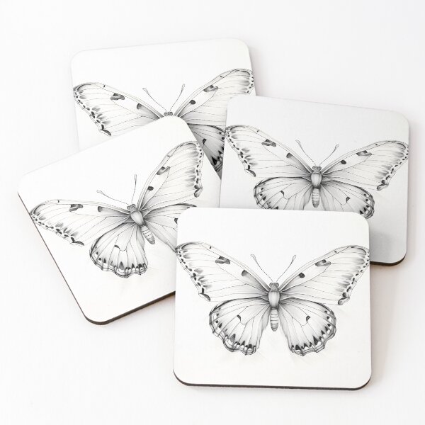 Item preview, Black and white monarch butterfly pencil drawing designed and sold by Pencil-Art.