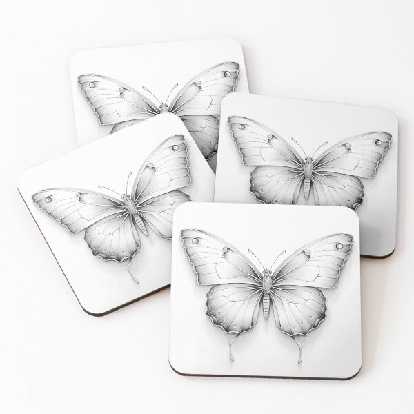 Item preview, Black and white monarch butterfly pencil drawing designed and sold by Pencil-Art.