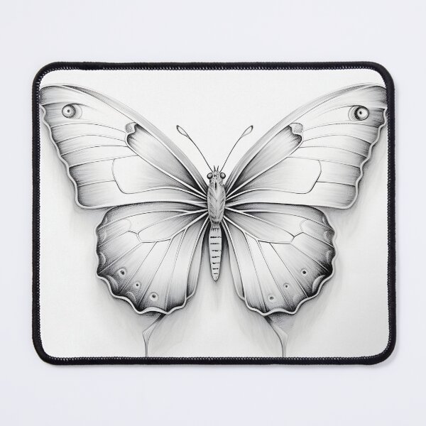Item preview, Black and white monarch butterfly pencil drawing designed and sold by Pencil-Art.