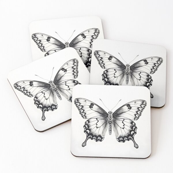 Item preview, Black and white monarch butterfly pencil drawing designed and sold by Pencil-Art.