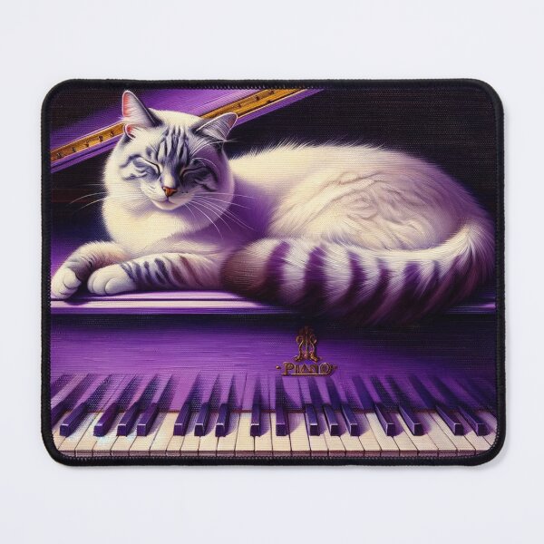 Item preview, Cat sleeping on purple piano designed and sold by Simbarte.