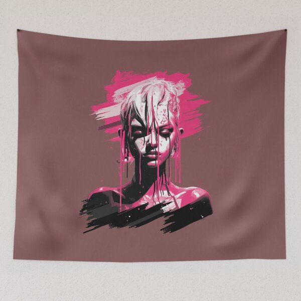 Item preview, Beautiful Fashion emo girl with pink paint designed and sold by OdinsBigBeard.
