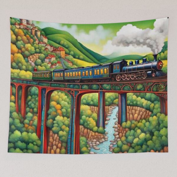 Item preview, Train crossing ravine 3 designed and sold by George Hutton Hunter.