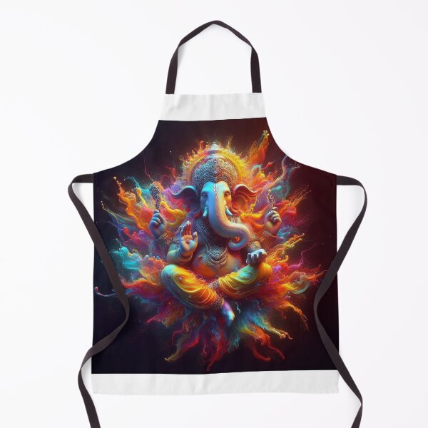 Item preview, Ganesha pop art black background Holi festival designed and sold by Toms Tee.