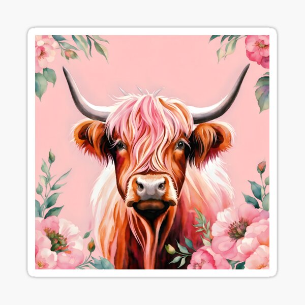 Vista previa del artículo con la obra « Vaca de las tierras altas con flores», diseñado y vendido por harshu77.