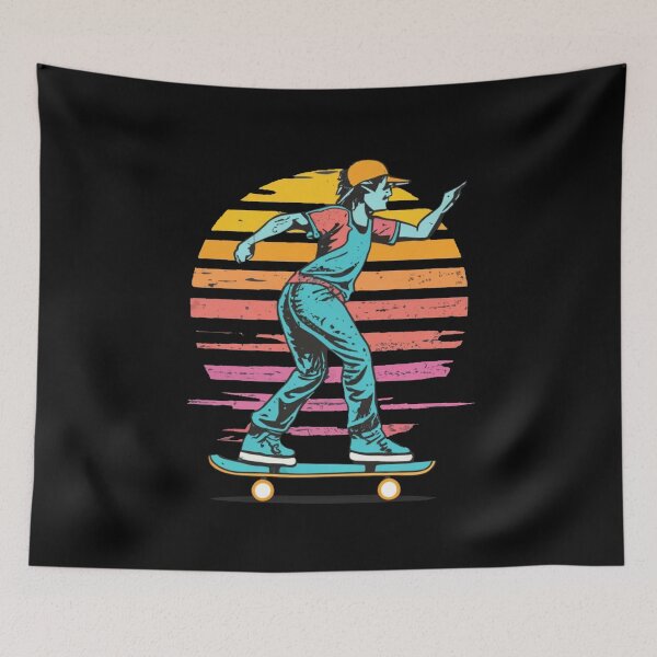 Item preview, Vintage colors sunset and skateboard designed and sold by desinganddecor.