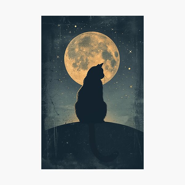 Item preview, Cat Sitting in Front of the Moon designed and sold by Ai-Blues.