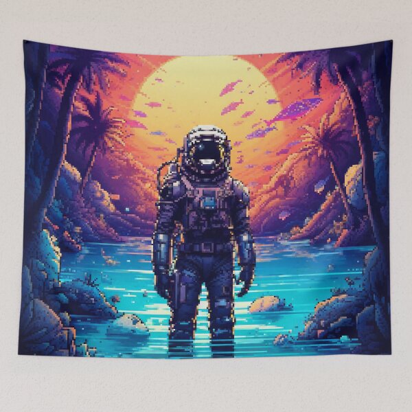 Item preview, Tropical Spaceman Retro 80s Pixel Art designed and sold by LVTFCOarts.
