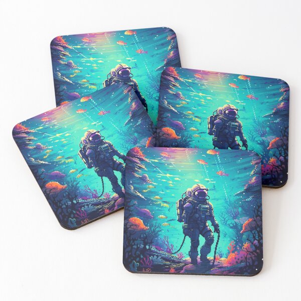 Item preview, Spaceman Underwater Retro 80s Pixel Art designed and sold by LVTFCOarts.