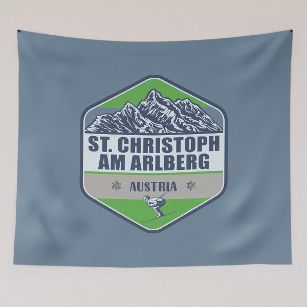 Item preview, St. Christoph am Arlberg Austria Vintage Skiing Design designed and sold by CynthiaGraphics.