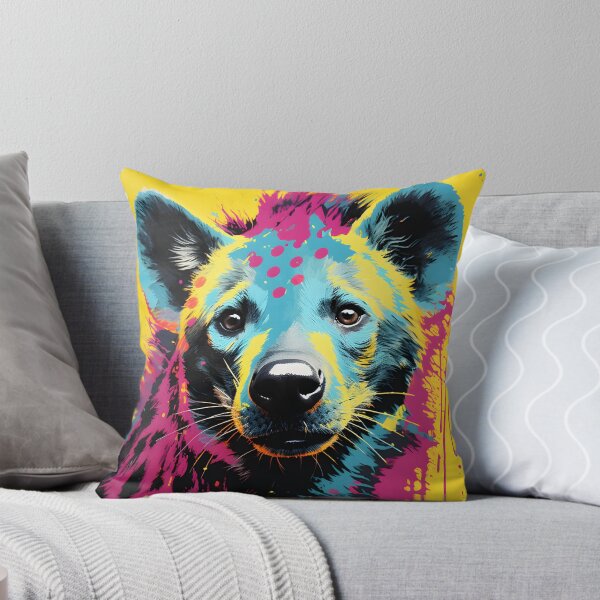 Item preview, Hyena portraits drawing. animal colorful. Animal throw pillow.  designed and sold by formform.