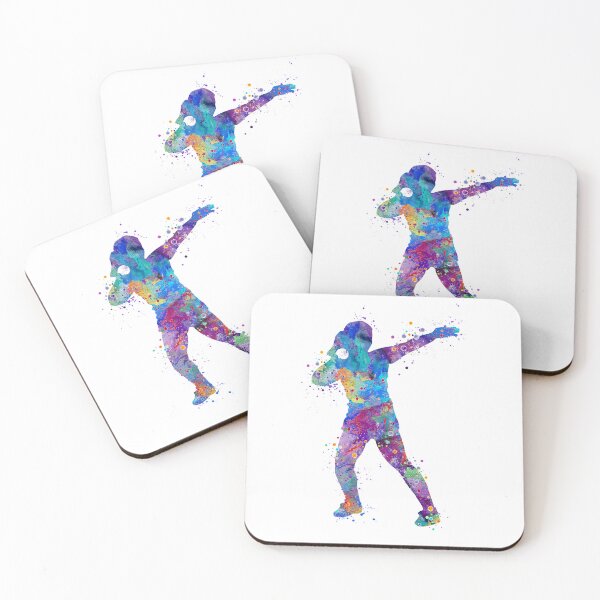 Item preview, Girl Shot Put Throwing Watercolor Silhouette designed and sold by LotusGifts.