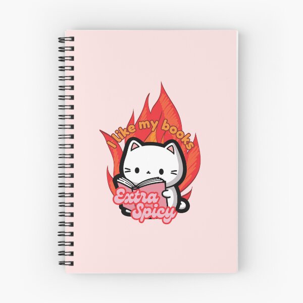 Item preview, I Like my Books Extra Spicy | Cute Cat Reading a Book with Flames designed and sold by Kimochi-Shop.
