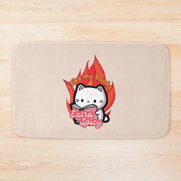 Item preview, I Like my Books Extra Spicy | Cute Cat Reading a Book with Flames designed and sold by Kimochi-Shop.