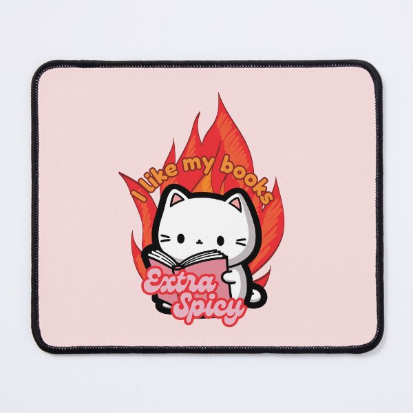 Item preview, I Like my Books Extra Spicy | Cute Cat Reading a Book with Flames designed and sold by Kimochi-Shop.