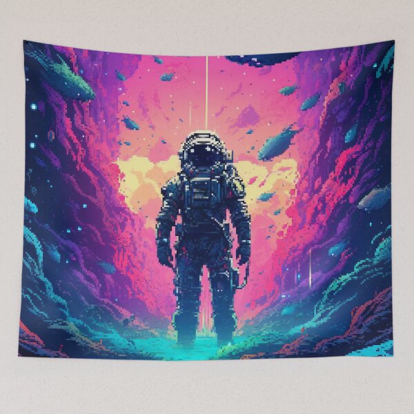 Item preview, Synthwave Spaceman Retro 80s Pixel Art designed and sold by LVTFCOarts.
